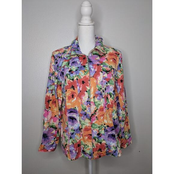 Draper'S & Damon'S Jackets & Blazers - Drapers & Damons Floral Stretch Long Sleeve Collared Jacket Blazer, Womens Large